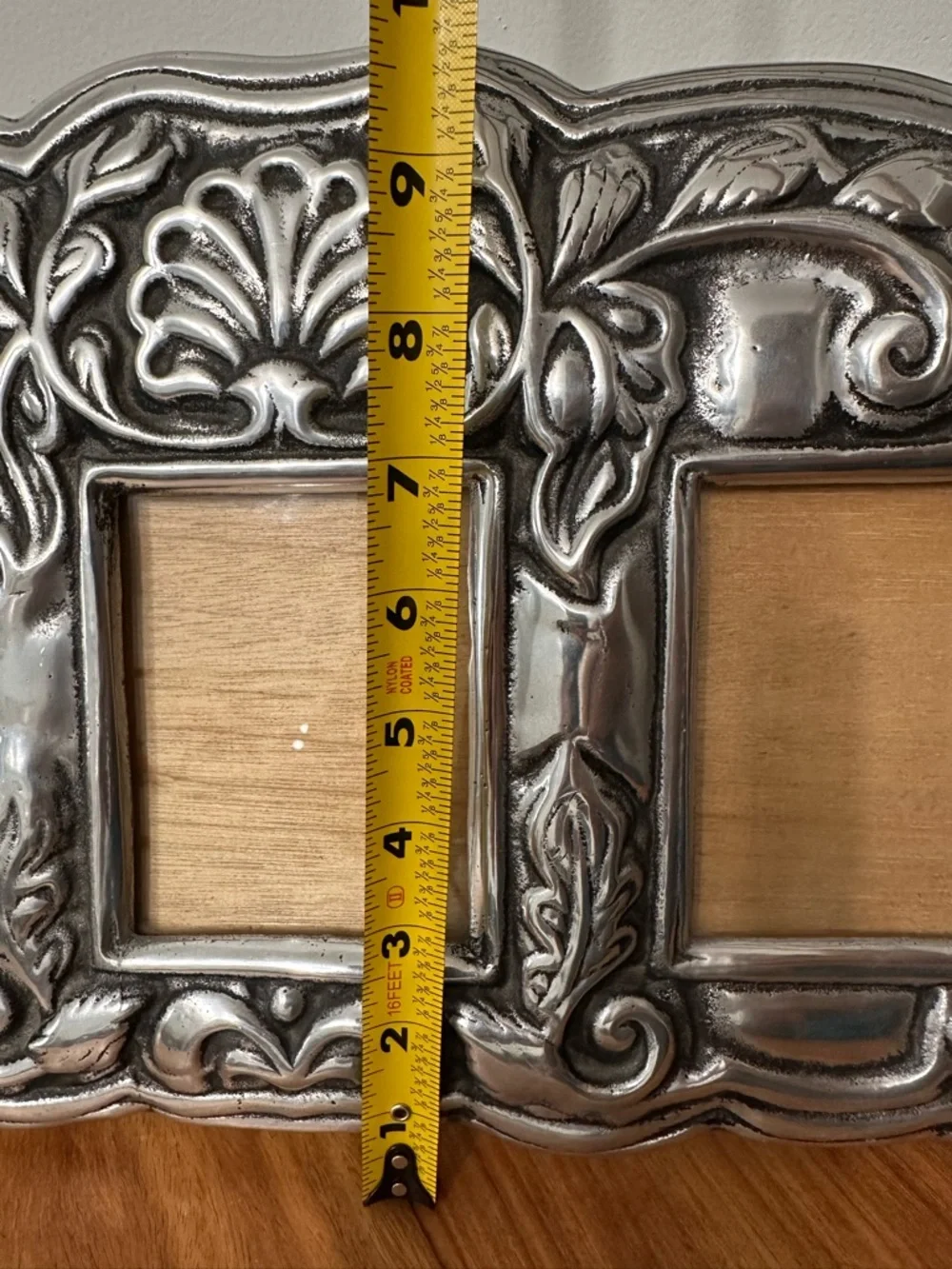 Vintage Artmex Pewter Ornate Triple Picture Frame 18” x 9.5” Heavy Elegant GUC